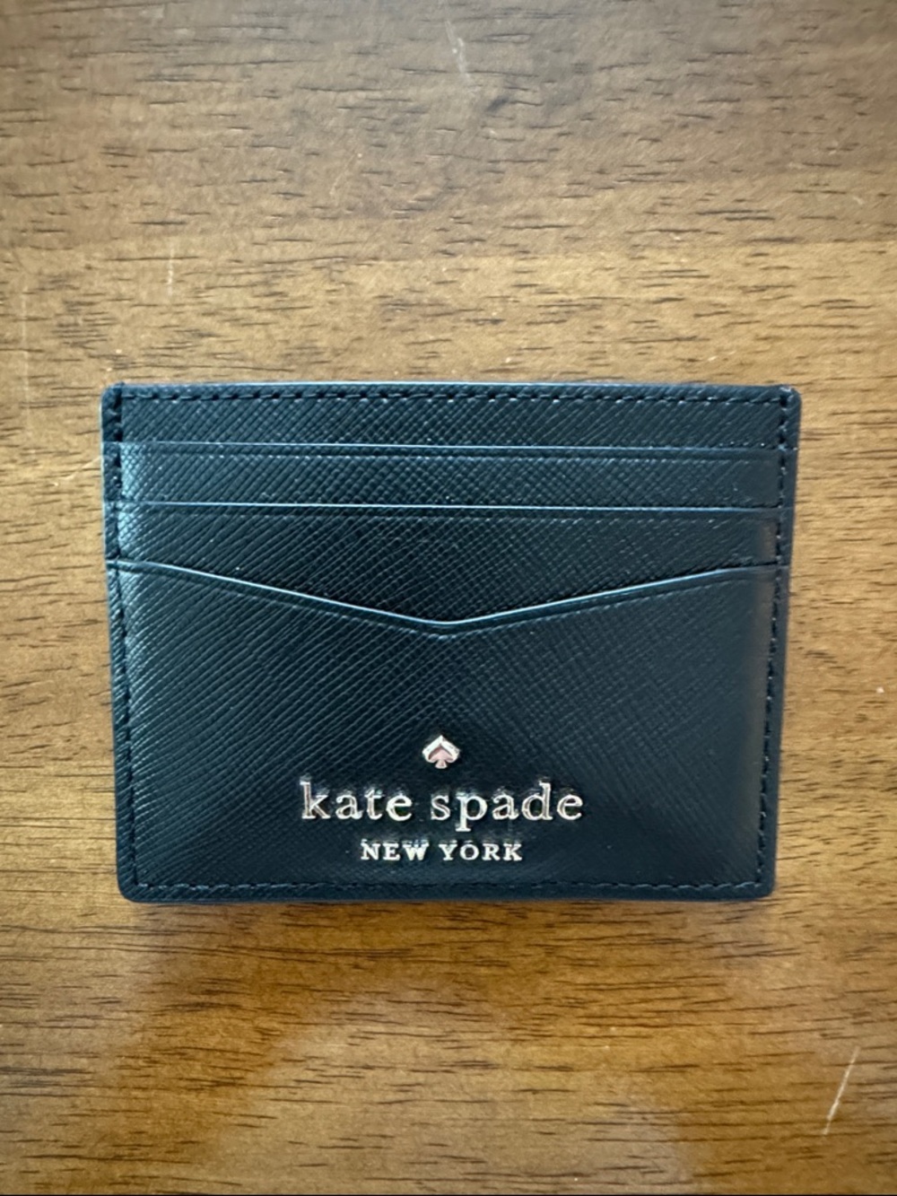 kate spade Black Leather Card Holder with Gold Logo